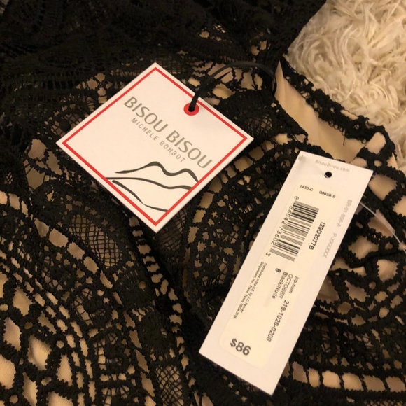 Bisou Bisou Black Lace Cap Sheath Cocktail Dress - Picture 3 of 3